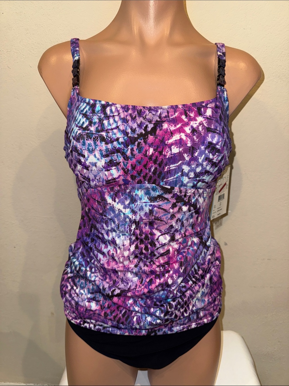 Profile By Gottex Purple Pink Blue Printed Tankini Top